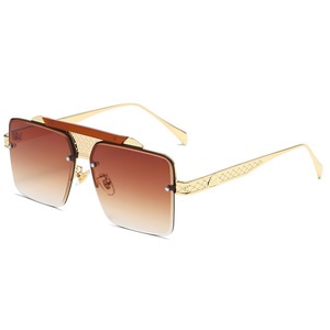RTS Trends High Quality Fashionable Metal Double Bridge <b>Large</b> Square <b>Frame</b> Sunglasses 2026 UV Protection for Unisex - Product Image 4