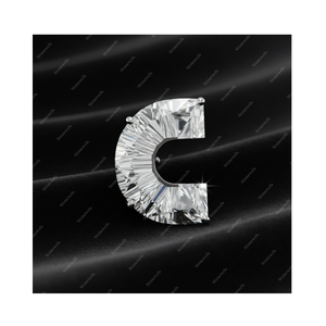 Pendientes de Plata de Ley 925 con Letra C del Alfabeto, con Diamante Cultivado en Laboratorio con Certificación GIA IGI, DEF VVS VS, Regalo para Él y Ella - Product Image 1
