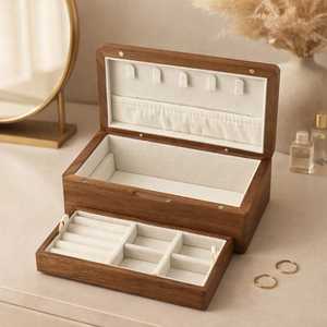 Eco Friendly Solid Wood Jewelry Organizer Box Multi Layer Jewelry Display Tray for Rings Earrings Bracelets Necklaces <b>storage</b> - Product Image 2