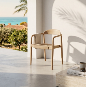 Chaise de salle à manger Kuba élégante, chaise en teck massif de qualité supérieure avec assise en corde tressée pour un design d'intérieur nordique - Product Image 5
