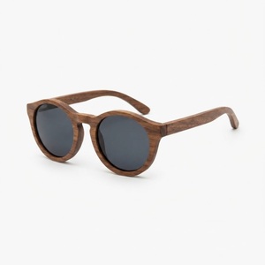 Vintage <b>Round</b> Wooden <b>Sunglasses</b> Polarized 2-Tone Walnut Wood Eyeglasses Customized Logo Eco-Friendly Handcrafted Circular Shades - Product Image 5