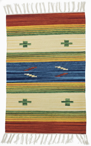 Alfombra de Algodón Tejida a Mano, Diseño Floral Moderno, Lavable a Máquina, Ecológica, Multicolor, para Picnic, Hogar y Viajes - Product Image 3