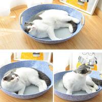 Nid de lit pour chat en feutre pour animaux de compagnie nid ovale corde de coton tissé grotte de chat amovible petit chenil pour chien