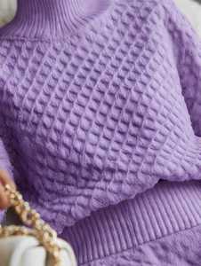 Women Lavender Knit Two Piece <b>Set</b> Turtleneck <b>Top</b> <b>Long</b> Pants Winter Outfit - Product Image 6