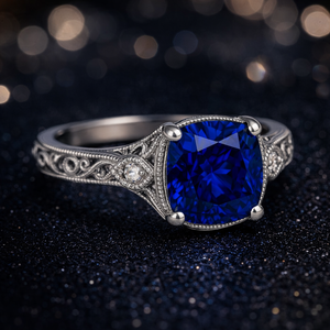 แหวนหมั้นเพชรทรงคุชชั่นสุดหรู ชุบทอง 14K ดีไซน์ลายฉลุแบบวินเทจ เหมาะสำหรับงานปาร์ตี้ - Product Image 1