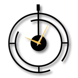 Minimalist Circular Metal Wall <b>Clock</b> Geometric Design Mechanical Movement Hourly <b>Chiming</b> Black Color Modern Office Decor - Product Image 4