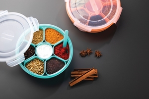 Boîte à épices élégante en plastique avec couvercle transparent, récipient de rangement multifonction pour masala, organisateur de cuisine pour usage quotidien - Product Image 6