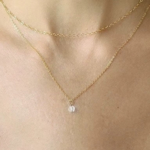 Dainty Moonstone Layered <b>Necklace</b> Set for Women Round Drop Moonstone <b>Necklace</b> Elegant Handmade Jewelry Gift for Her - Product Image 3