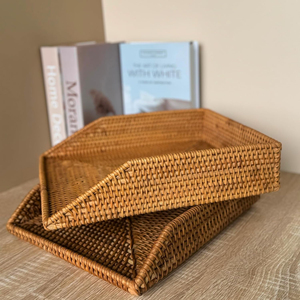 Handweave rattan letter tray wholesale cost natural <b>file</b> holder baskets stationery holders - Product Image 4