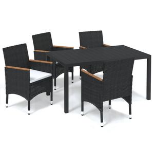 Juego de Comedor de Jardín de 5 Piezas en Ratán Sintético Negro - Product Image 2