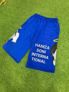 Shorts Bermuda HSI bleu uni pour homme, taille mi-haute, respirant, 100 % coton, logo avant, design ange, fermeture à cordon, style décontracté - Product Image 6