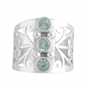 Wholesale 925 Sterling Silver Blue Topaz Bezel Setting Gemstone <b>Rings</b> for <b>Couple</b>-Best Selling at Best Price - Product Image 1