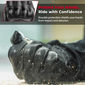 Guantes de Motocicleta de Cuero Genuino con Protección Reforzada, Antideslizantes para Conducción en Calle y Carretera, Aptos para Carreras Todoterreno - Product Image 2