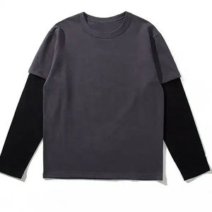 Chemise thermique à manches longues en tricot gaufré pour homme, mélange de coton, col rond, décontractée, pour l'extérieur, à porter en superposition au quotidien - Product Image 1