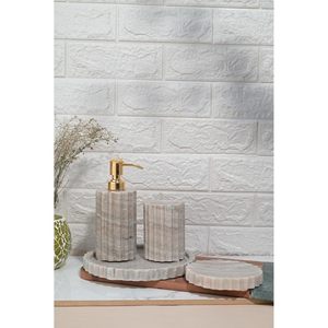 Luxury marble bath accessories <b>soap</b> dispenser <b>set</b> marble tumbler bathroom tray stone <b>soap</b> dish vanity organiser premium <b>set</b> - Product Image 2