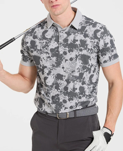 Polo de Golf Premium 2026 para Hombre, de Primera Calidad, con Estampado Abstracto Gris, Manga Corta, Secado Rápido, Tejido de Poliéster, Corte Regular - Product Image 1