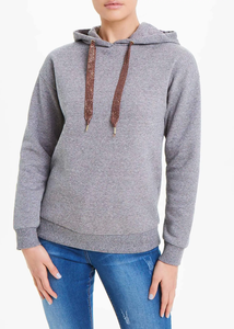 Sudadera con capucha de alta calidad, estilo moderno para otoño e invierno, con cuello medio abierto, color sólido, suéter holgado con estampado frontal. - Product Image 6