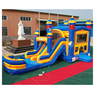 Château gonflable en PVC durable à prix avantageux pour enfants, toboggan aquatique à double voie avec piscine pour l'été - Product Image 2