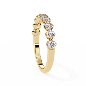 Anillo de Oro Amarillo de 10k, 14k, 18k con Nueve Piedras Redondas Brillantes de Media Eternidad y Engaste Compartido en U para Aniversario - Product Image 3