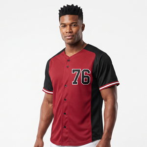 Maillot de baseball personnalisé pour homme à col en V et manches courtes avec boutons intégraux, respirant et imprimé - Product Image 3
