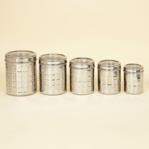 Luxury Diamond Pattern Stainless Steel Canister Set Airtight Food <b>Storage</b> <b>Containers</b> With Mirror Finish For <b>Kitchen</b> Organization - Product Image 5