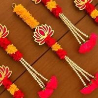 Guirlande de fleurs artificielles Jasmin Lotus, faite à la main, écologique, pour décorations de mariage indien, Haldi, Mehndi, Sangeet, ou couronnes de maison