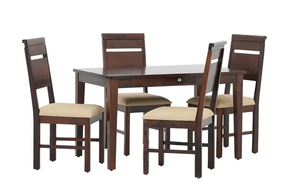 Juego de Mesa de Comedor de Madera Maciza para 4 Personas, Mesa Rectangular de Madera con Cajón de Almacenamiento, Sillas Tapizadas Multifuncionales que Ahorran Espacio - Product Image 4