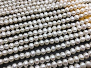 Perles d'eau douce blanches AA 5,5-6,5 mm, perles en forme de pomme de terre, perles en vrac, brin de perles, vente en gros, fournitures pour la fabrication de bijoux - Product Image 6