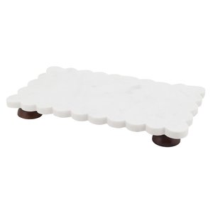 Plateau décoratif en pierre cannelée gris foncé, plateau de service de luxe, organiseur de vanité, décoration de table rectangulaire, support à bijoux, présentoir à parfums - Product Image 2