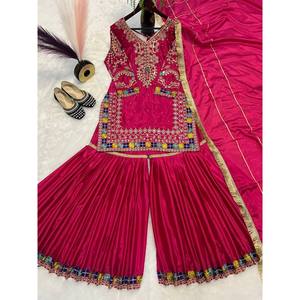 ชุดสตรีชุดปาร์ตี้ออกแบบโดยดีไซเนอร์ชุด sharara dupatta พร้อมงานปักลำดับ - Product Image 1