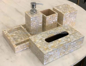 Vente chaude ZH TRADERS Artisanat de luxe Ensemble de salle de bain en nacre de cinq pièces Accessoires sanitaires multifonctionnels - Product Image 6