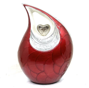 Hermosa Urna Funeraria Roja en Forma de Lágrima con Corazón para Cenizas de Adultos, 200 Pulgadas Cúbicas, Ecológica y Duradera - Product Image 6