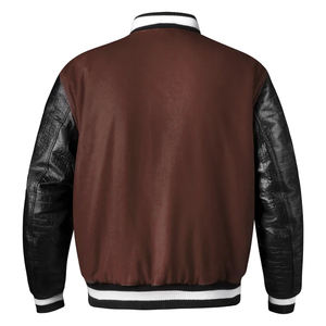 Veste universitaire sur mesure de haute qualité pour hommes, taille plus, fabriquée par un fabricant OEM, veste bomber d'hiver avec broderie en chenille et manches en cuir - Product Image 4