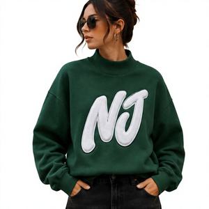 NJ OEM/ODM Manufacturer Vintage College Style New Jersey <b>Sweatshirt</b> Women Streetwear Loose Fit Autumn Winter Pullover Hoodies - Product Image 1