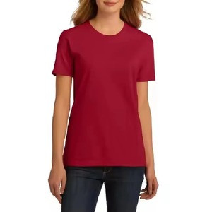Camiseta de Manga Corta con Cuello Redondo para Mujer, Color Sólido, Corte Regular, Informal, 100% Algodón Jersey, Transpirable, para Todas las Temporadas - Product Image 3