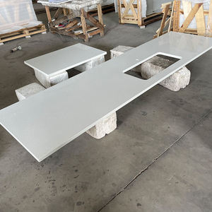 Comptoir de cuisine moderne en quartz artificiel, îlot rectangulaire à bord plat, poli, résistant à l'eau - Product Image 3