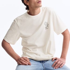 Nouveau T-shirt d'été ample à manches courtes brodé rétro, légèrement froissé, à rayures contrastées et unies - Product Image 6