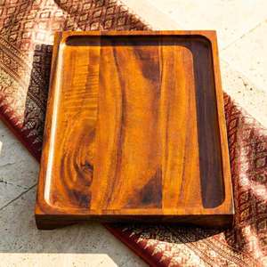 Bandeja de Servir de Madera de Paulownia Carbonizada, Tallada a Mano, de Tamaño Personalizado, para Té y Café - Product Image 2