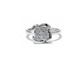 Round Natural <b>Diamond</b> <b>Ring</b> for Women in 18KT Gold Plated Classic Style - Product Image 1