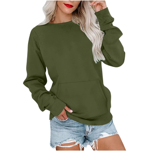 Wholesale High Quality Women's Sweatshirt Round Neck Casual Long Sleeve Sweatshirt Cotton Crew Neck <b>Pullover</b> Relaxed Fit Tops - Product Image 5
