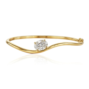 Brazalete de Oro de 10K con Diamantes Ovalados para Mujer, Joyería de Estilo Clásico - Product Image 1