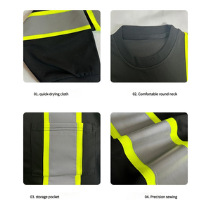 T-shirt de travail haute visibilité à manches longues avec logo personnalisé pour unisexe, en polyester, pour travaux de construction et d'usine, prix de gros - Product Image 6