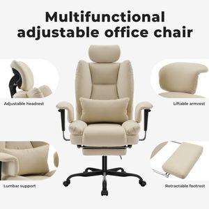 Sedia da Ufficio Ergonomica con Schienale Alto e Supporto Lombare, Capacità 200 kg, Sedia da Scrivania in Pelle PU con Regolazione in Altezza - Product Image 2