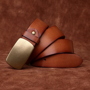 Cinturones de Cuero Formales para Hombre, Anchos y Transpirables, Cinturón Clásico para Vestir, Trabajo y Negocios, Hebilla de Aleación 3D, Diseño Sólido - Product Image 3