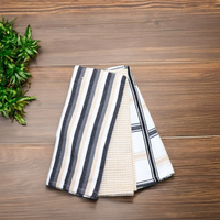 Paño de Cocina de Algodón Ecológico de Alta Calidad al por Mayor, Blanco a Rayas, Suave, de Secado Rápido, con Patrón de Waffle, Súper Absorbente, Personalizable