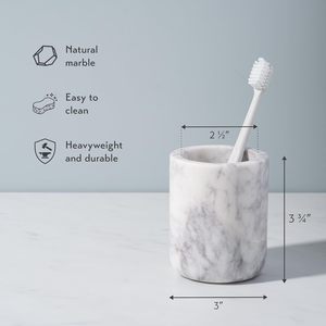 Portacepillos de Dientes de Mármol para Baño, Accesorio de Baño de Piedra de Mármol Blanco Real, Organizador Decorativo Estético para Encimera - Product Image 3