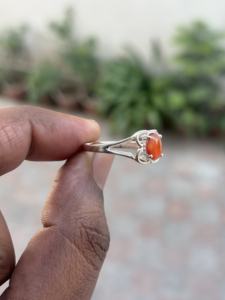 Lightweight 925 Sterling Silver Ethnic Handmade Design <b>Orange</b> Carnelian Ring Peace Shape Custom Gemstone Wedding Occasion - Product Image 2