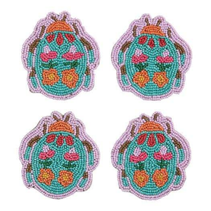 Juego de Posavasos Decorativos Bordados a Mano con Cuentas de Semillas Florales - Color y Tamaño Personalizables, Estilo Elegante para Fiestas - Product Image 2