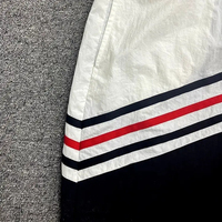 Ensemble de survêtement imperméable pour homme, coupe-vent, color block noir, blanc, rouge, veste zippée rayée, short en microfleece