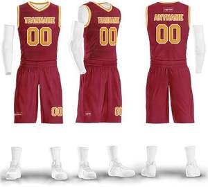 Red color Custom Unisex Basketball Uniform Sets Professional Breathable Quick-Dry Comfortable <b>Cheap</b> in price Basketball Uniforms - Product Image 3